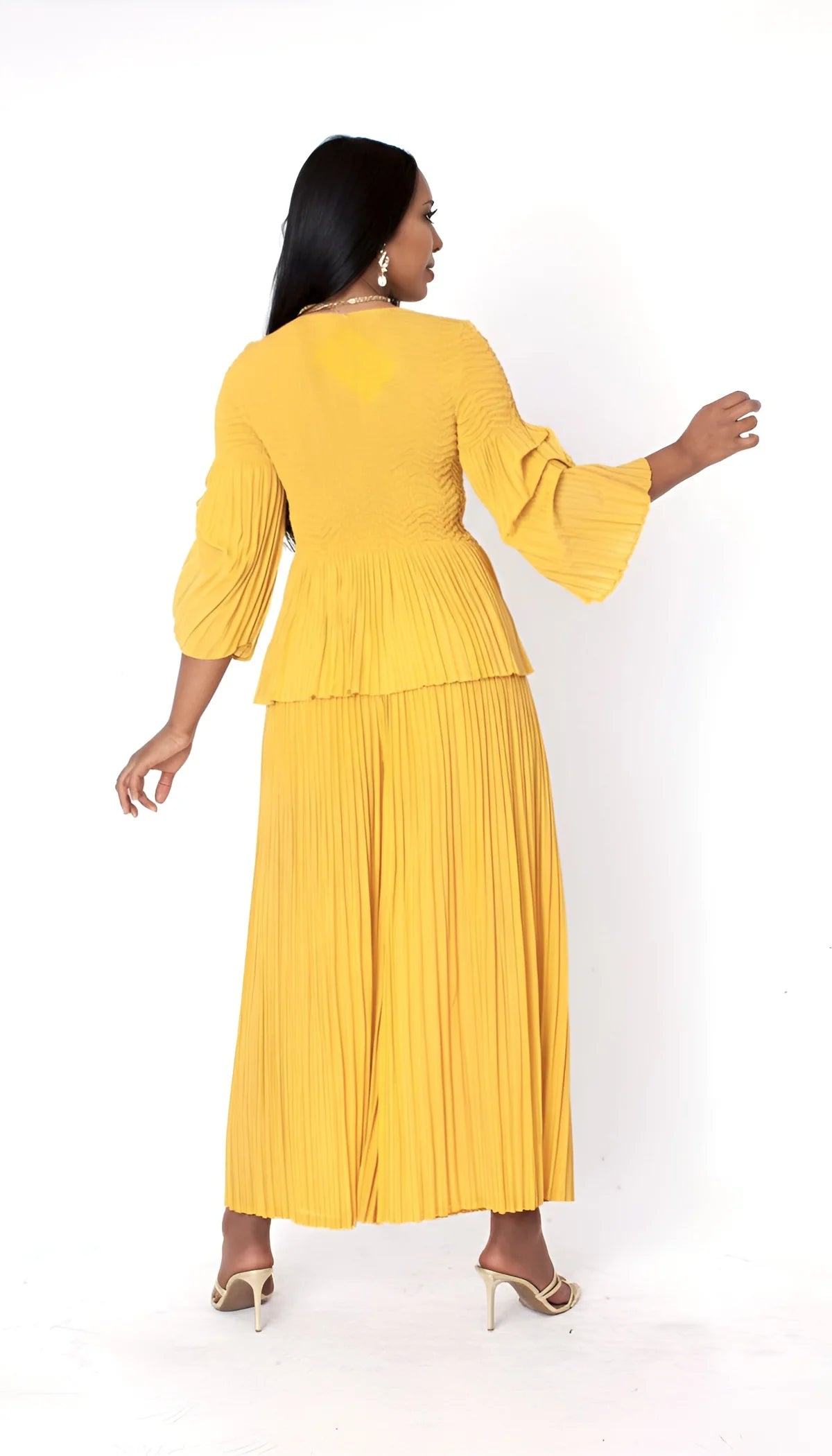 Ruched Sleeve Pleated Pantset