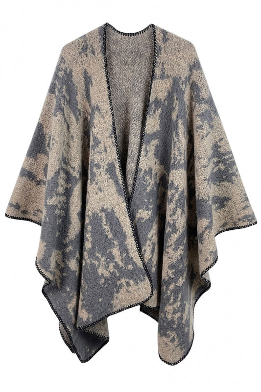 Abstract Watercolor Open Front Kimono Poncho